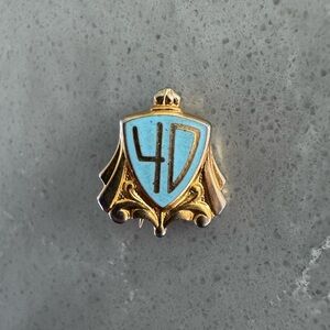 Vintage 40 Gold and Blue Shield Pin